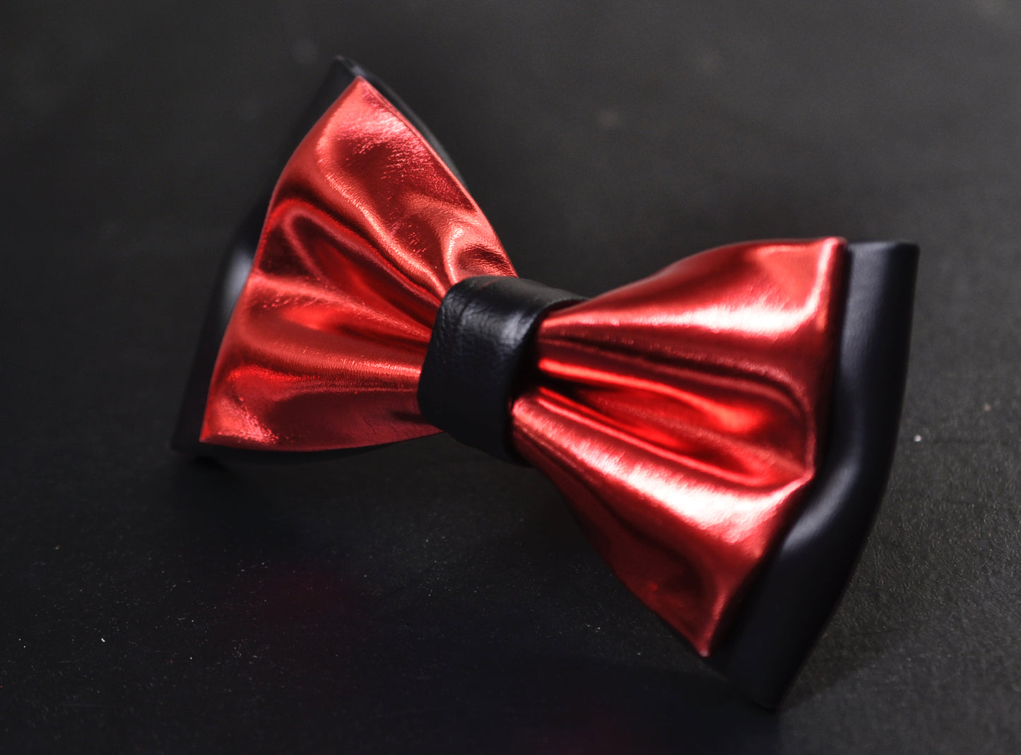 Red and Black Faux Leather Pretied Bow tie Bowtie for Men Adult / Youth Teenage / Page Boy Kids / Toddler Baby infant