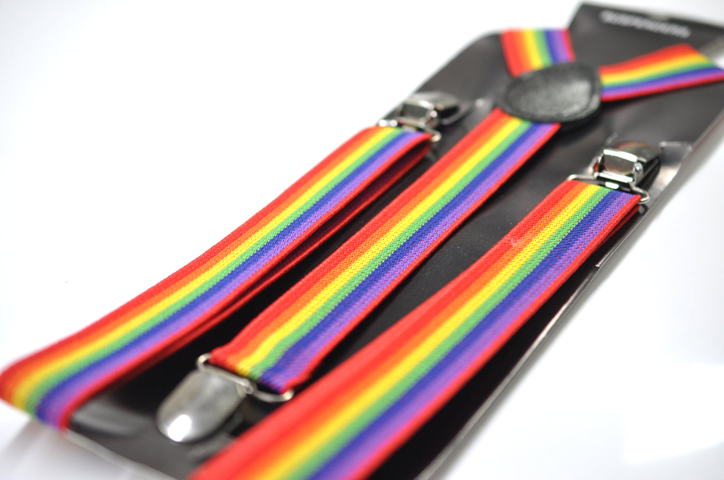 Rainbow 25MM Elastic Y-Back Suspenders Braces Silver Metal Clips for Men Adult / Youth Teenage / Kids Boy /Toddler Baby Infant
