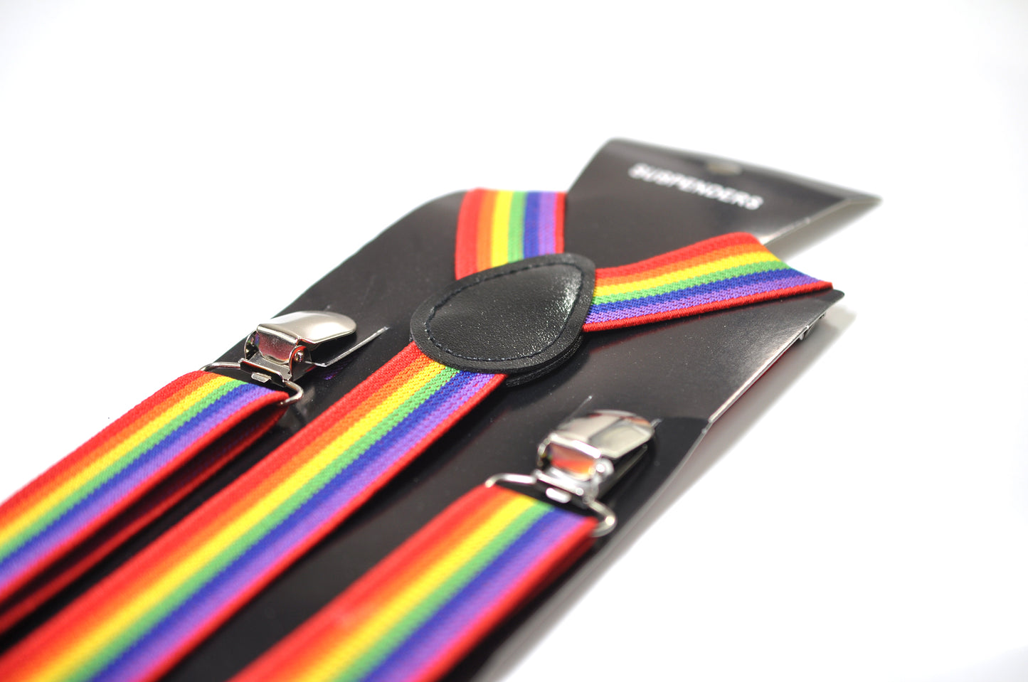 Rainbow 25MM Elastic Y-Back Suspenders Braces Silver Metal Clips for Men Adult / Youth Teenage / Kids Boy /Toddler Baby Infant