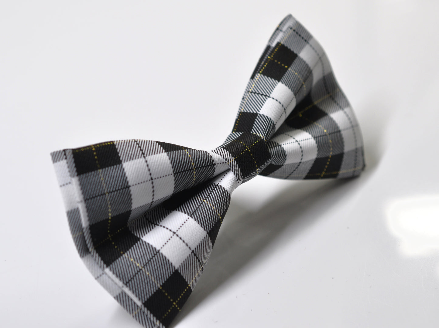 Black Gray White Gold Plaid Classic Checkered Formal Tartan Bow tie Bowtie Baby infant Toddler / Boy Kids / Youth / Adult Men
