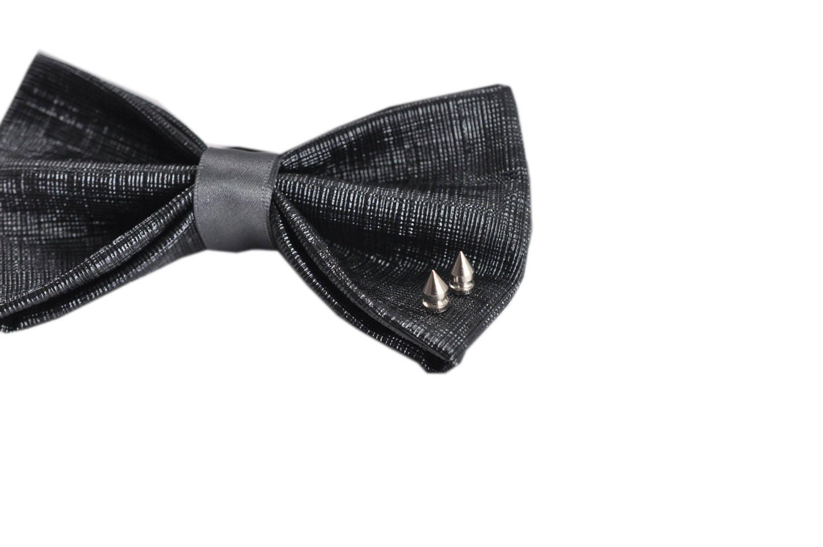 Mens PVC Faux Leather Black Fashion Rivet Shining The punk Style Bow Tie Bowties Wedding Party