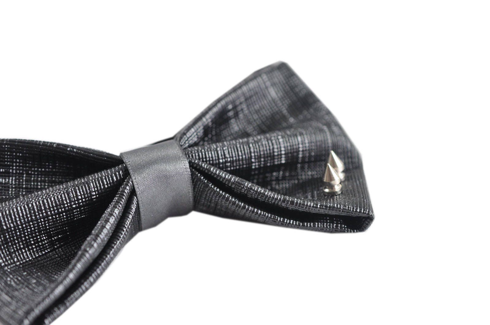 Mens PVC Faux Leather Black Fashion Rivet Shining The punk Style Bow Tie Bowties Wedding Party