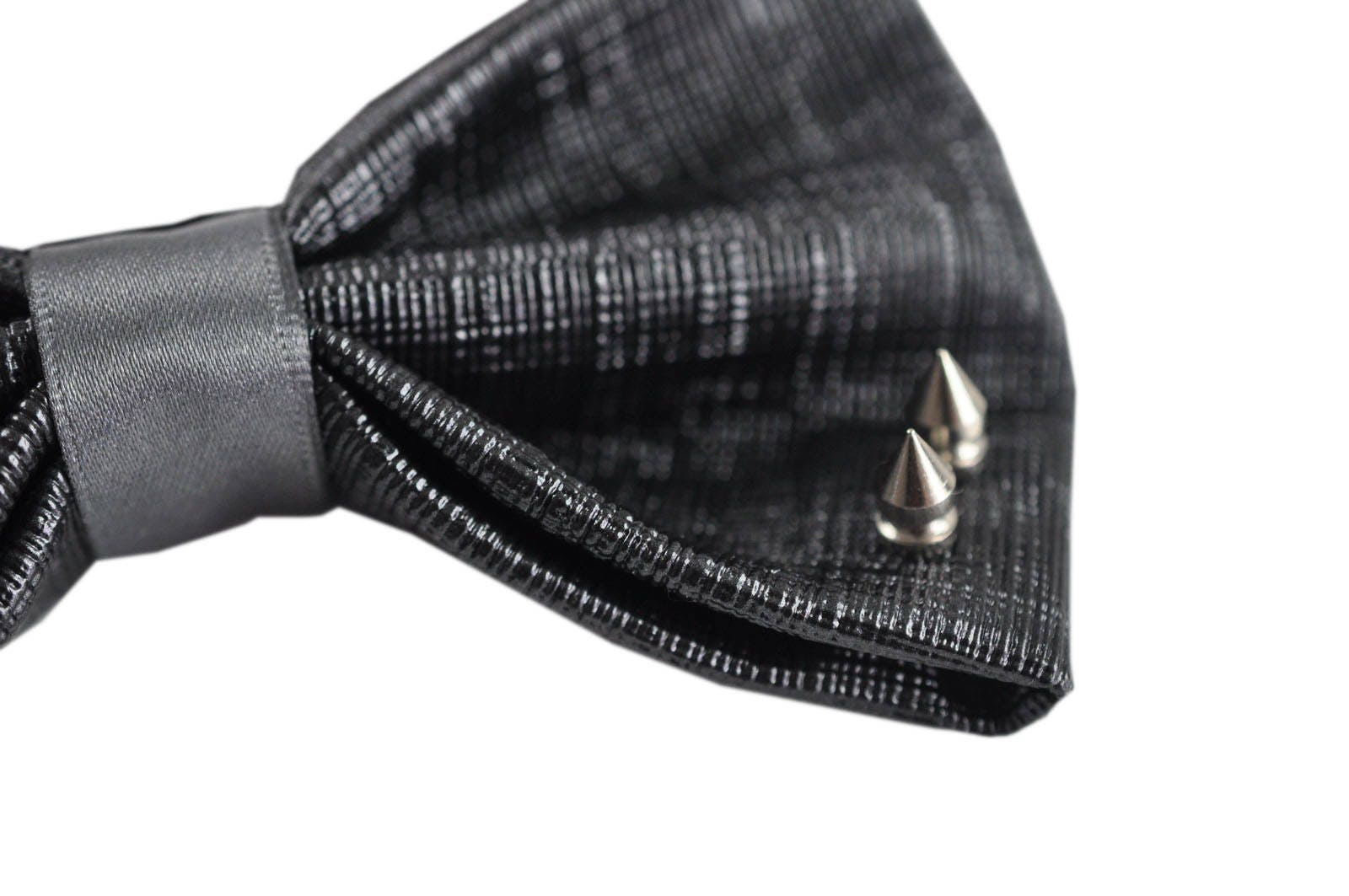 Mens PVC Faux Leather Black Fashion Rivet Shining The punk Style Bow Tie Bowties Wedding Party