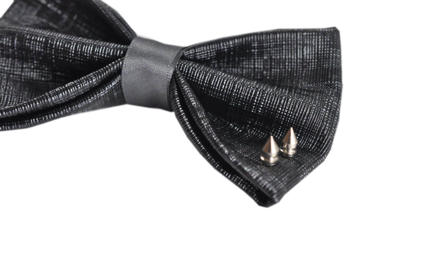 Mens PVC Faux Leather Black Fashion Rivet Shining The punk Style Bow Tie Bowties Wedding Party