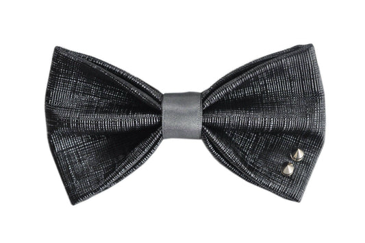 Mens PVC Faux Leather Black Fashion Rivet Shining The punk Style Bow Tie Bowties Wedding Party