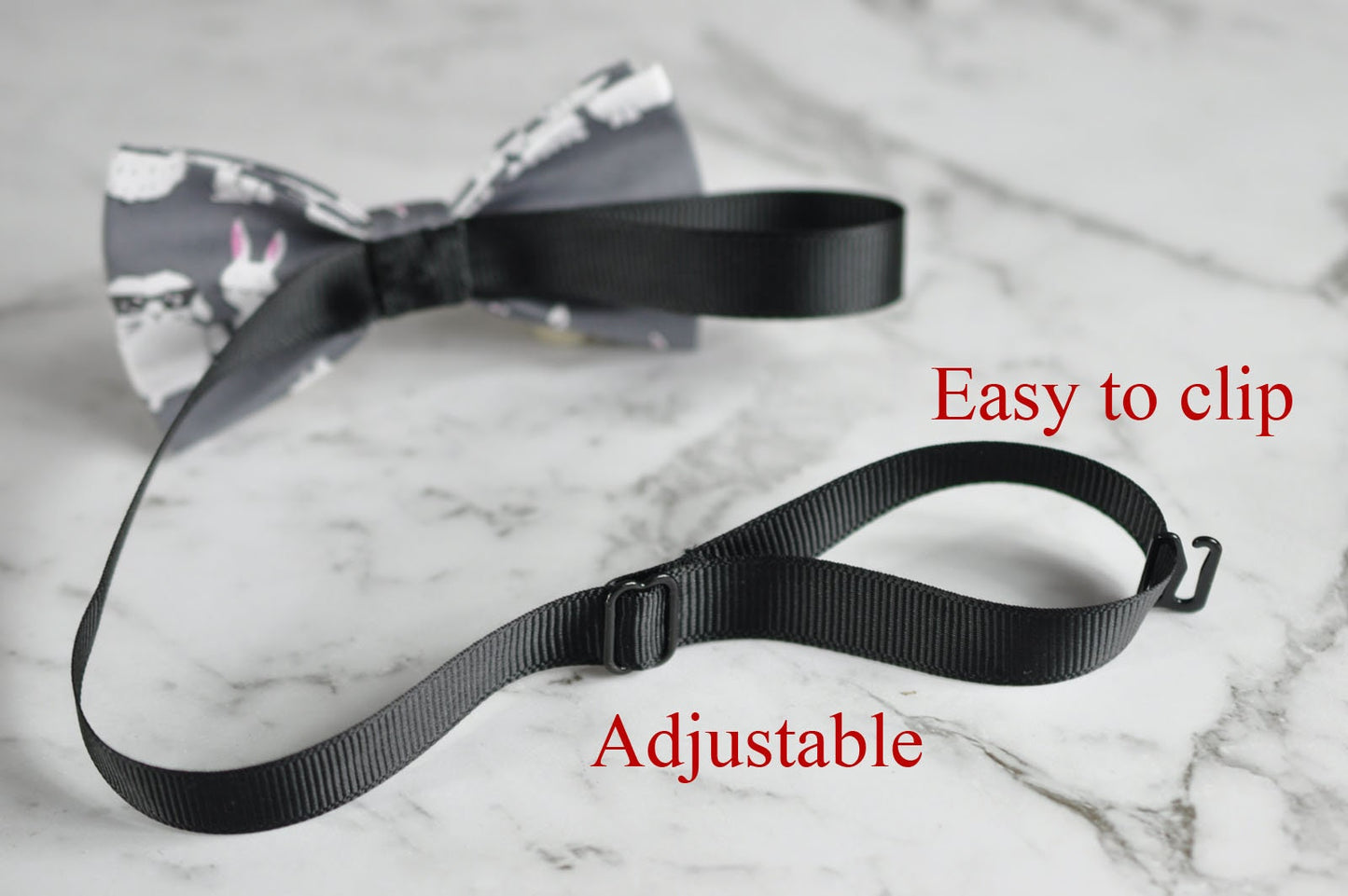 Men Women Grey Gray 100% Cotton Hand Made Bow Tie Rabbit Rabbits Bunny Bunnies Pattern Easter Christmas Bowtie