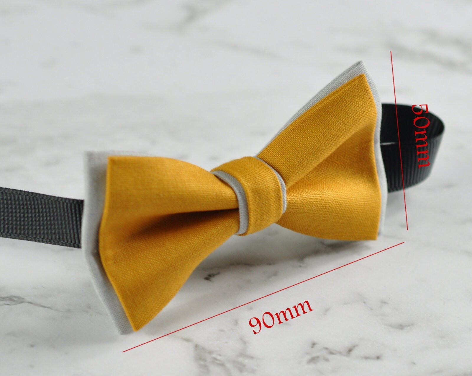 Boy Kids Baby Cotton BUTTERSCOTCH Yellow Grey Bow Tie Bowtie Party Wedding 1-6 Years Old