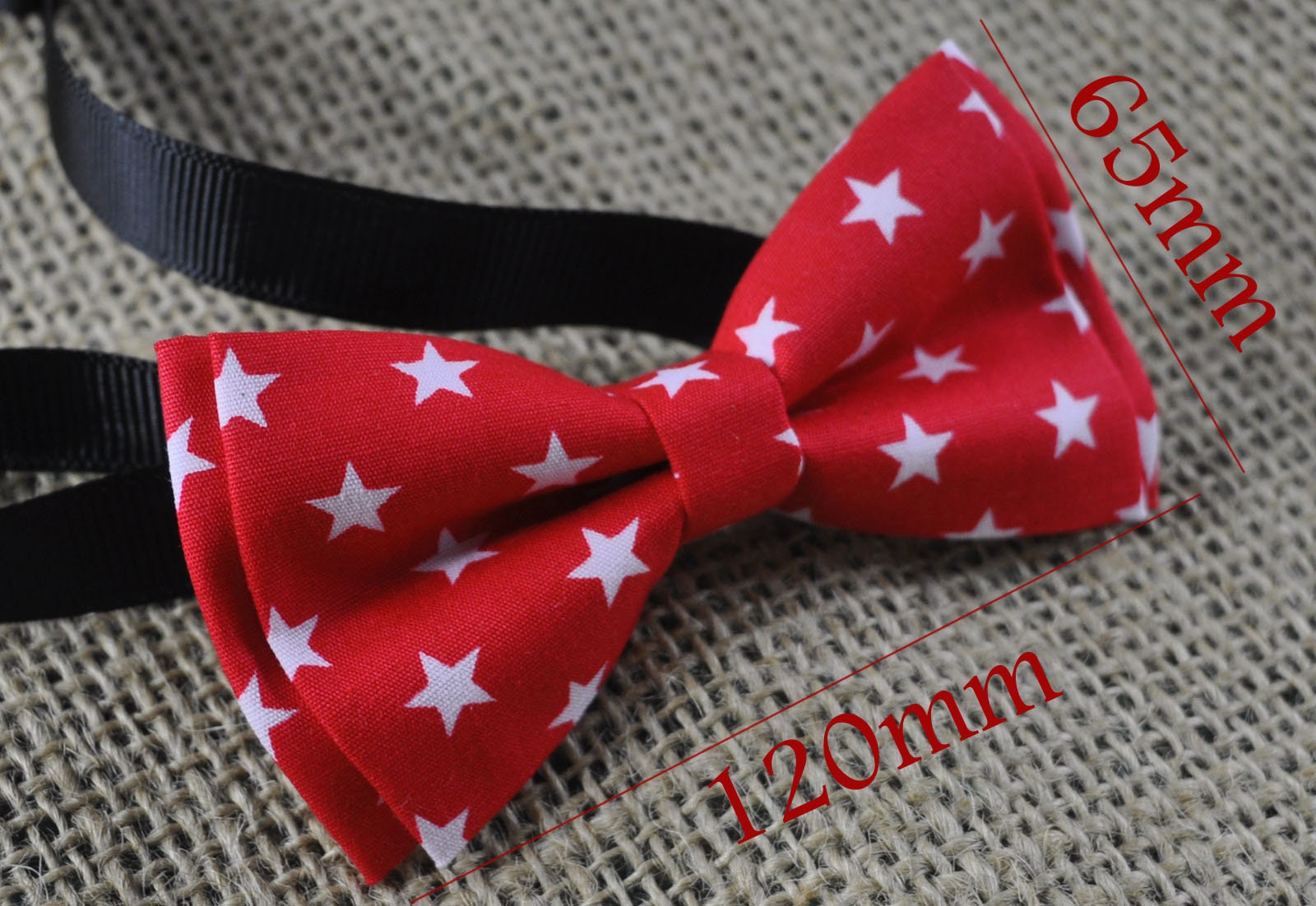 Men Women 100% Cotton RED White Stars PATTERN Hand Made Craft Bow Tie Bowtie Wedding Party