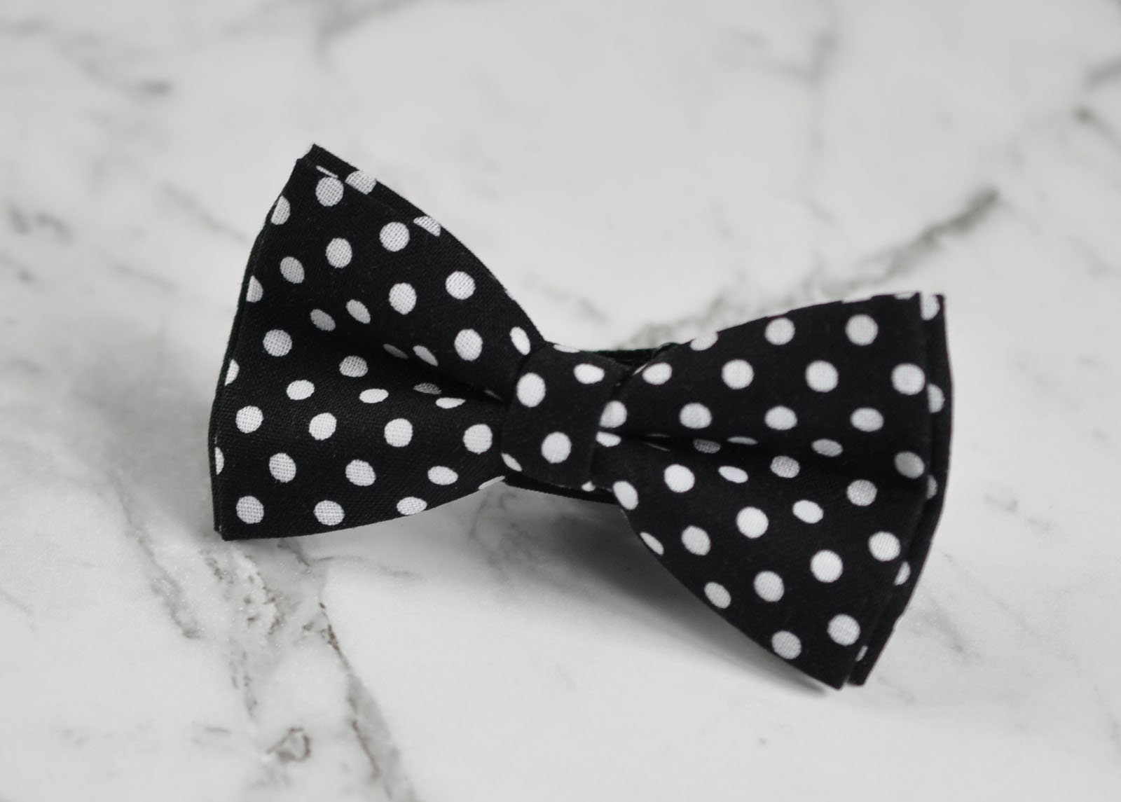 MEN Women 100% Cotton BLACK with White Dots Pattern Craft Bow Tie Bowtie Wedding Party