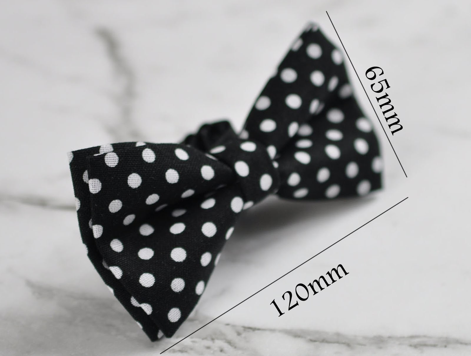 MEN Women 100% Cotton BLACK with White Dots Pattern Craft Bow Tie Bowtie Wedding Party