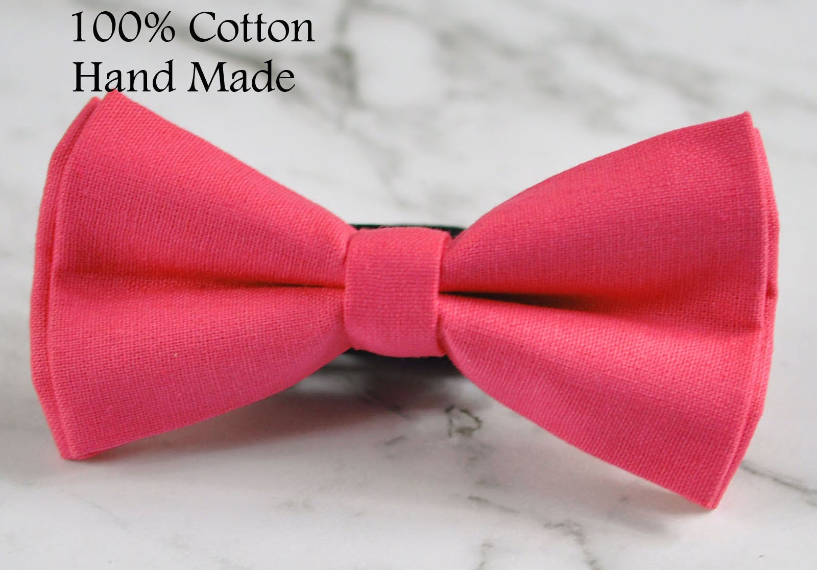 Unisex Men 100% Cotton Quality Hot Pink Solid Color Handmade Bow Tie Bowtie Craft Wedding Party