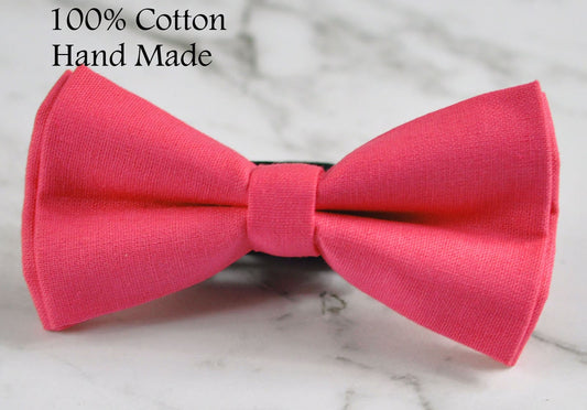 Unisex Men 100% Cotton Quality Hot Pink Solid Color Handmade Bow Tie Bowtie Craft Wedding Party