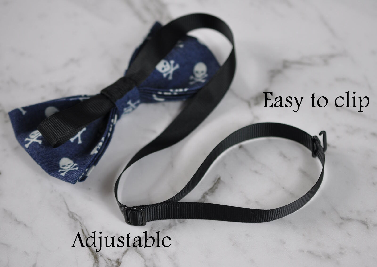 Men Women Navy Blue Skull Skulls Pattern Denim Punk Style Fashion Bow Tie Bowtie Party Halloween Costume