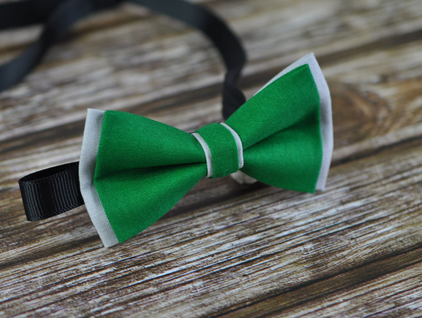 Baby Boy Kids Page Boy 100% Cotton Handmade Ever Green AND Grey 2 Layers Bow Tie Bowtie Party Wedding Fits 1-6 YEARS OLD