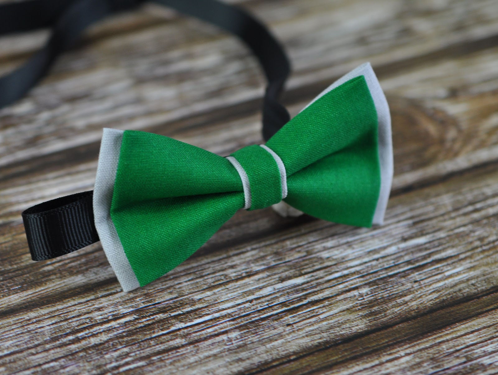 Baby Boy Kids Page Boy 100% Cotton Handmade Ever Green AND Grey 2 Layers Bow Tie Bowtie Party Wedding Fits 1-6 YEARS OLD