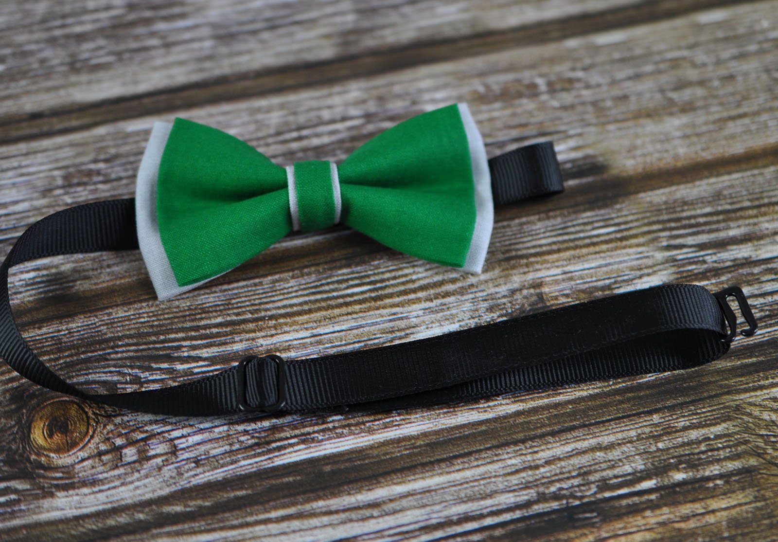 Baby Boy Kids Page Boy 100% Cotton Handmade Ever Green AND Grey 2 Layers Bow Tie Bowtie Party Wedding Fits 1-6 YEARS OLD