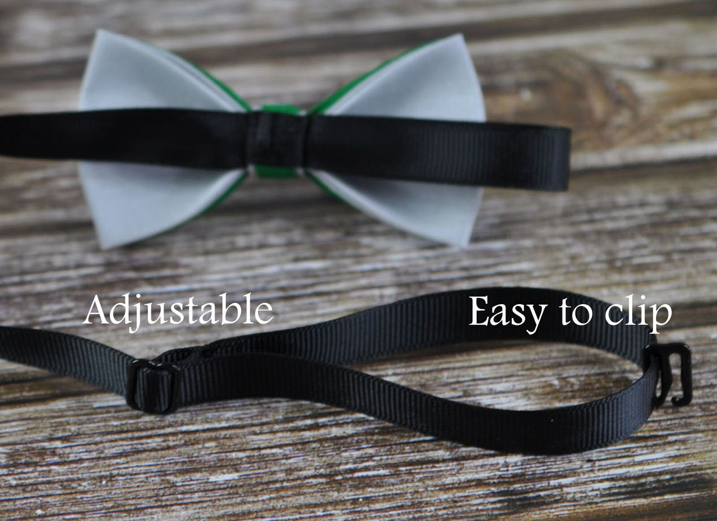 Men Women EVER GREEN and Grey Gray 2 Layers 100% Cotton Hand Made Groomsmen Bowtie Bow Tie Wedding Ball Party