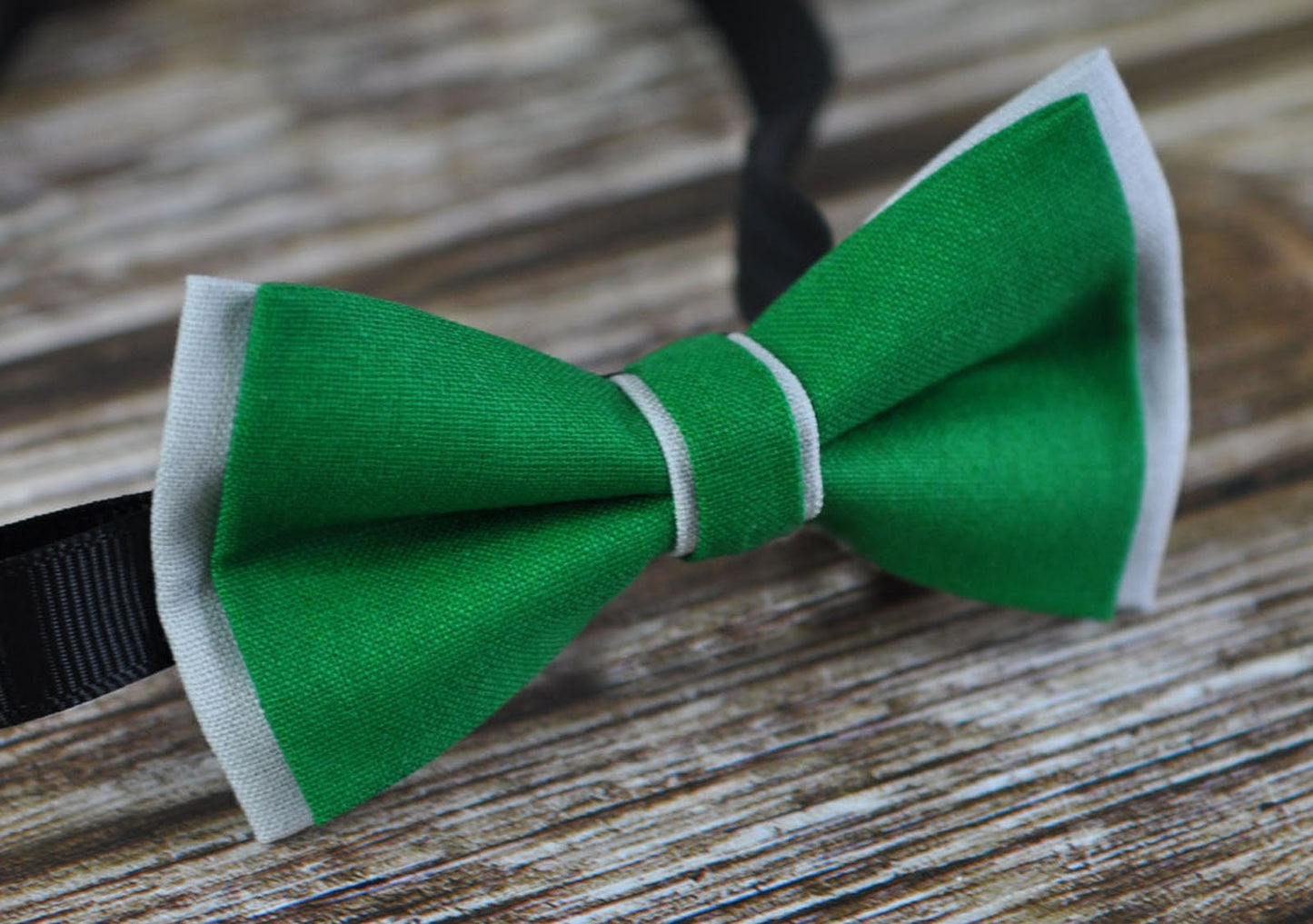 Men Women EVER GREEN and Grey Gray 2 Layers 100% Cotton Hand Made Groomsmen Bowtie Bow Tie Wedding Ball Party