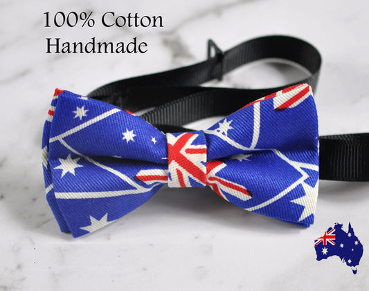 Baby Boy Toddler KIds infant 100% Cotton Hand made Australian Flag Bow Tie Bowtie Aussie Australia Day Fits 1-6 Years old