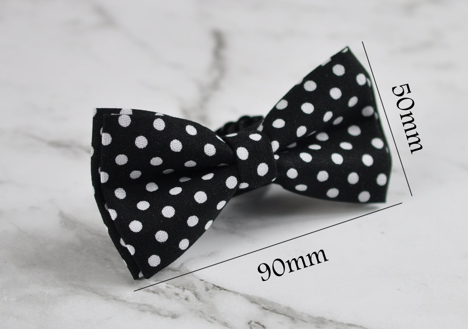 Boy infant Kids Page Boy Baby 100% Cotton BLACK- WHITE DOTS Bow Tie Bowtie Wedding 1-6 Years Old
