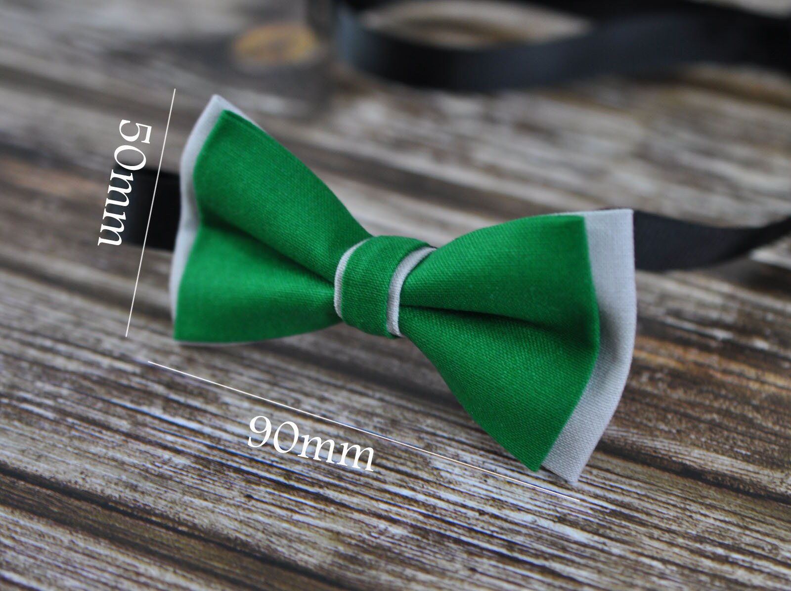Baby Boy Kids Page Boy 100% Cotton Handmade Ever Green AND Grey 2 Layers Bow Tie Bowtie Party Wedding Fits 1-6 YEARS OLD