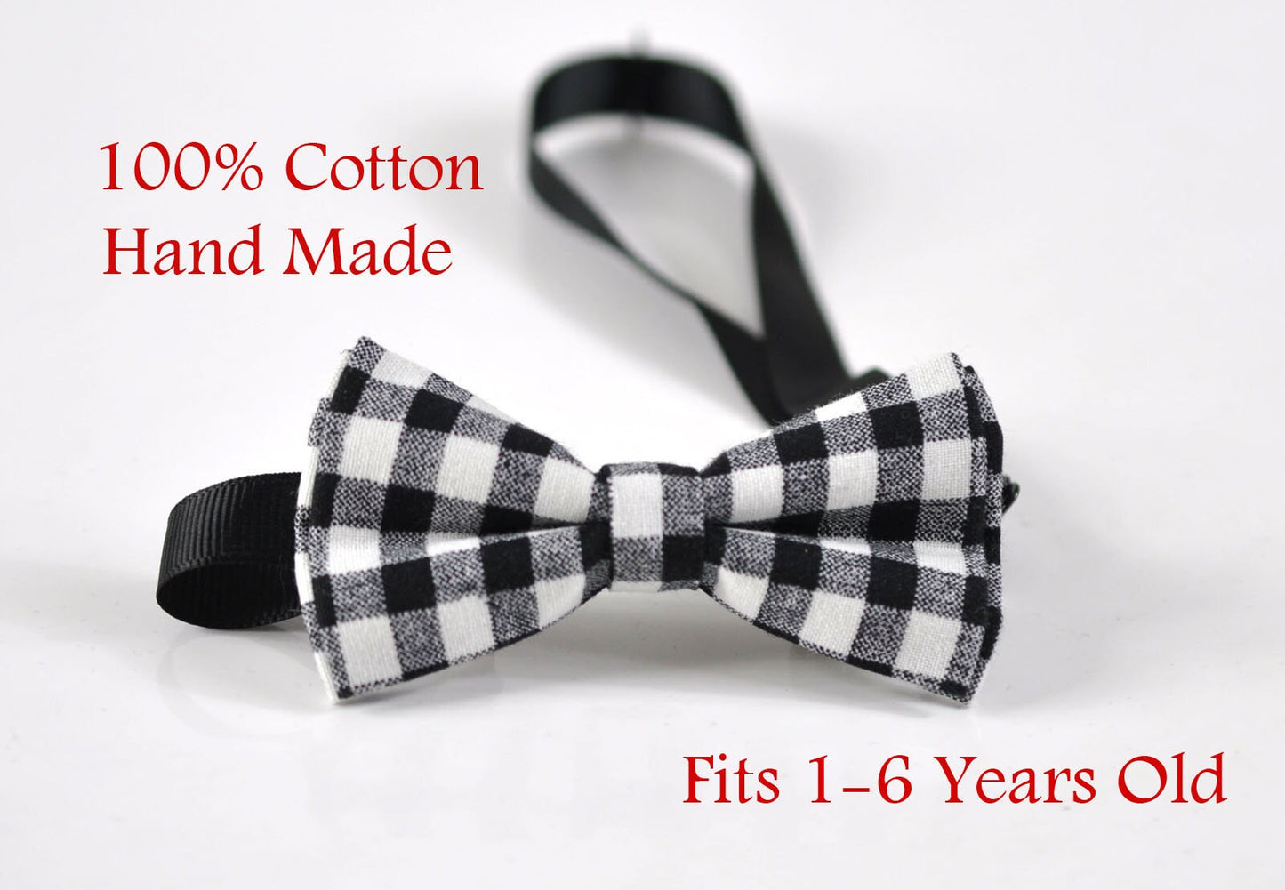 Boy Kids Baby 100% Cotton Black White Grey Grids Bow Tie Bowtie Party Wedding 1-6 Years Old