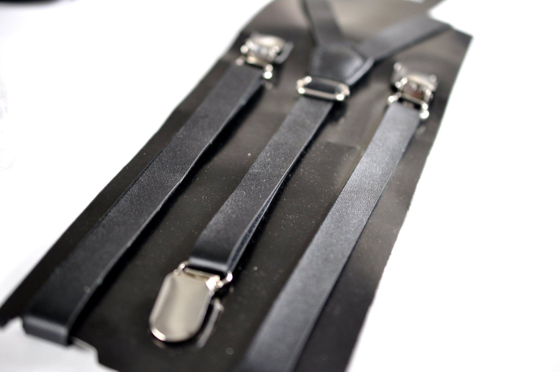 Kids Boys Baby Toddler Black Faux Leather Shining Bow tie and Black Faux Leather Suspenders Braces Wedding Set Fits 1-6 Years Old