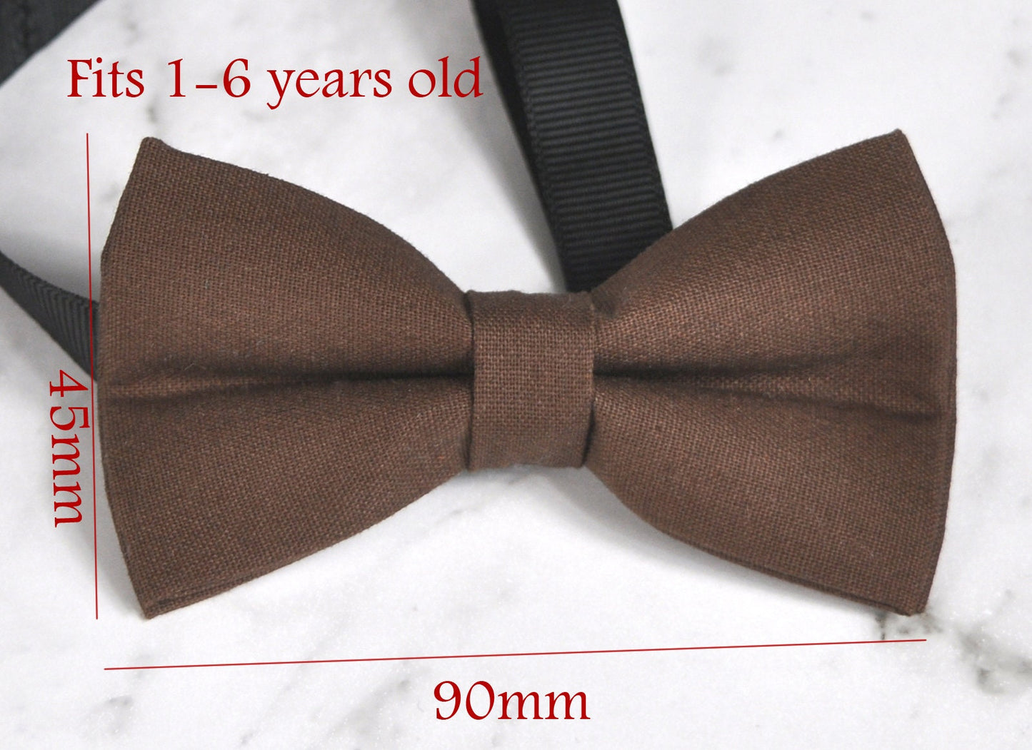 Dark Brown Faux Leather Skinny Adjustable Braces Suspenders + 100% Cotton Brown Bowtie Bow Ties for BOY KIDS Baby Infant or Youth Teenage