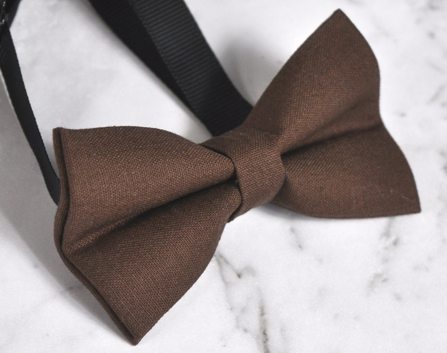 Dark Brown Faux Leather Skinny Adjustable Braces Suspenders + 100% Cotton Brown Bowtie Bow Ties for BOY KIDS Baby Infant or Youth Teenage