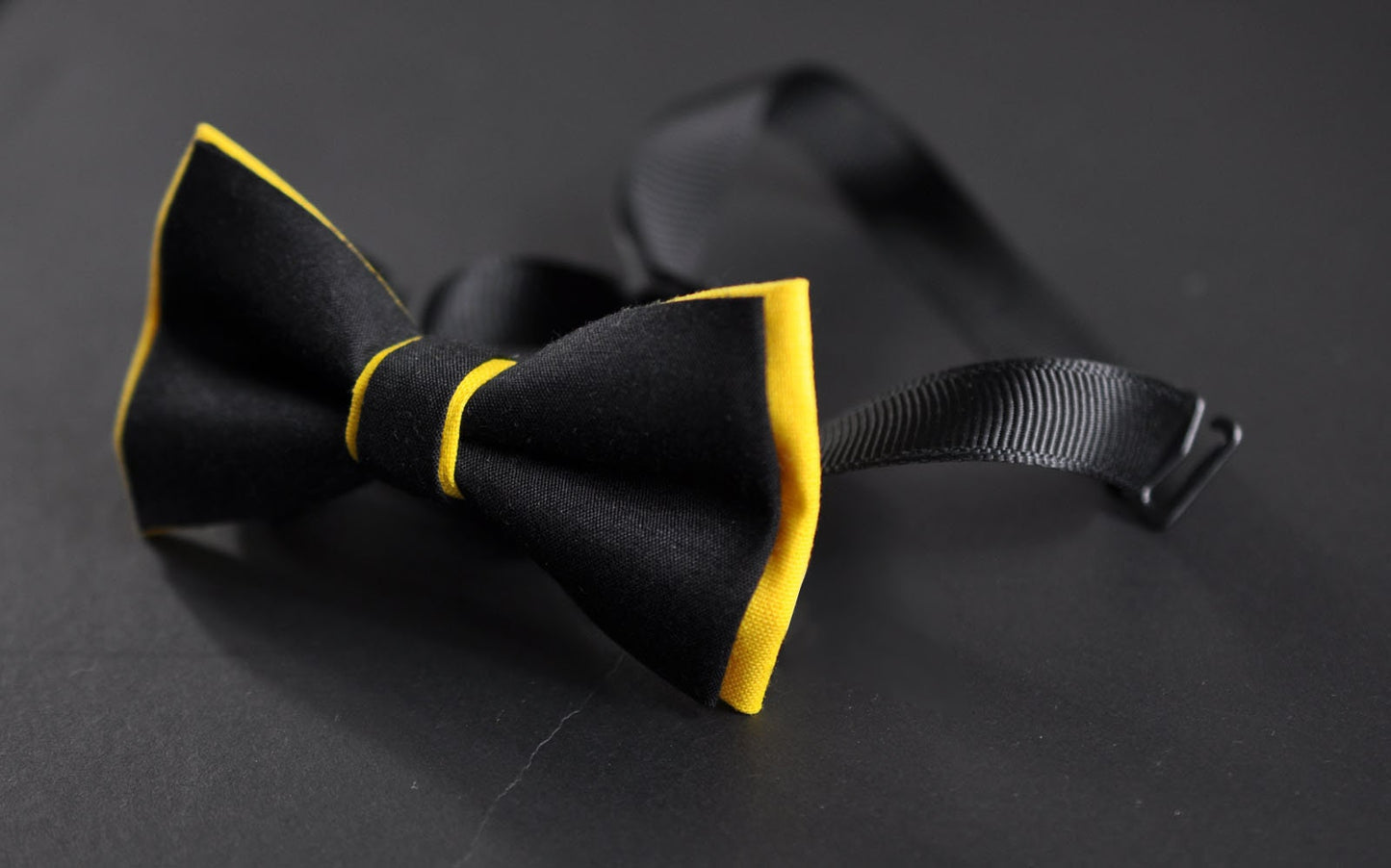 100% Cotton Yellow Black Pretied 2 Layers Bow Tie Bowtie + Pocket Squares Handkerchief Hanky Men / Youth Teenage / Kids Boy / Baby Infant