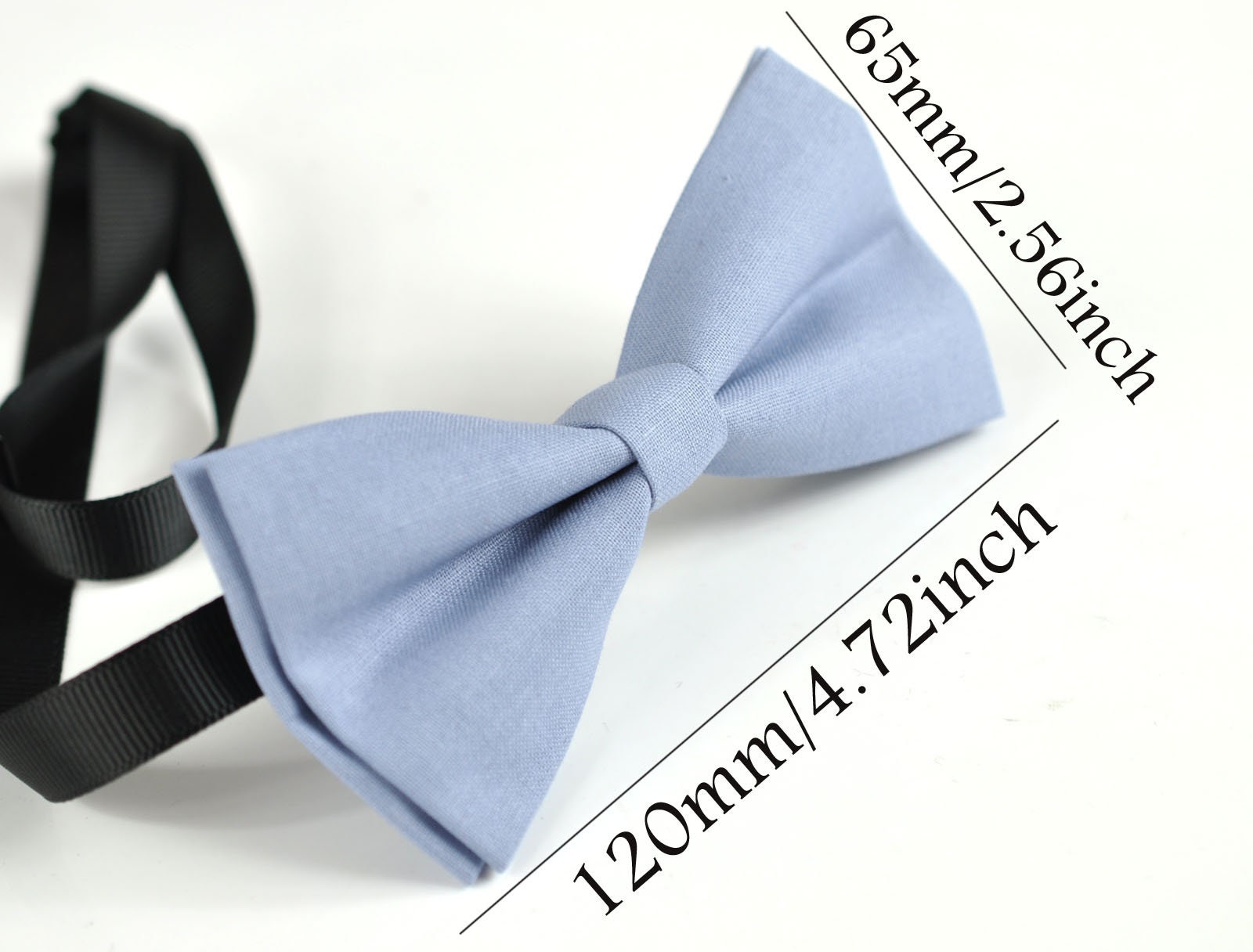 Unisex Men 100% Cotton Quality Dusky Dusty Blue Blush Blue Cornflower Blue Solid Color Handmade Bow Tie Bowtie Craft Wedding Party