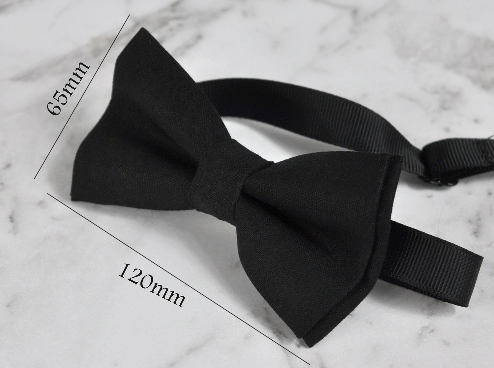 Black cotton Pretied Bow tie + Matched Faux Leather Adjustable Suspenders Braces for Baby infant / Boy Kids / Youth Teenage