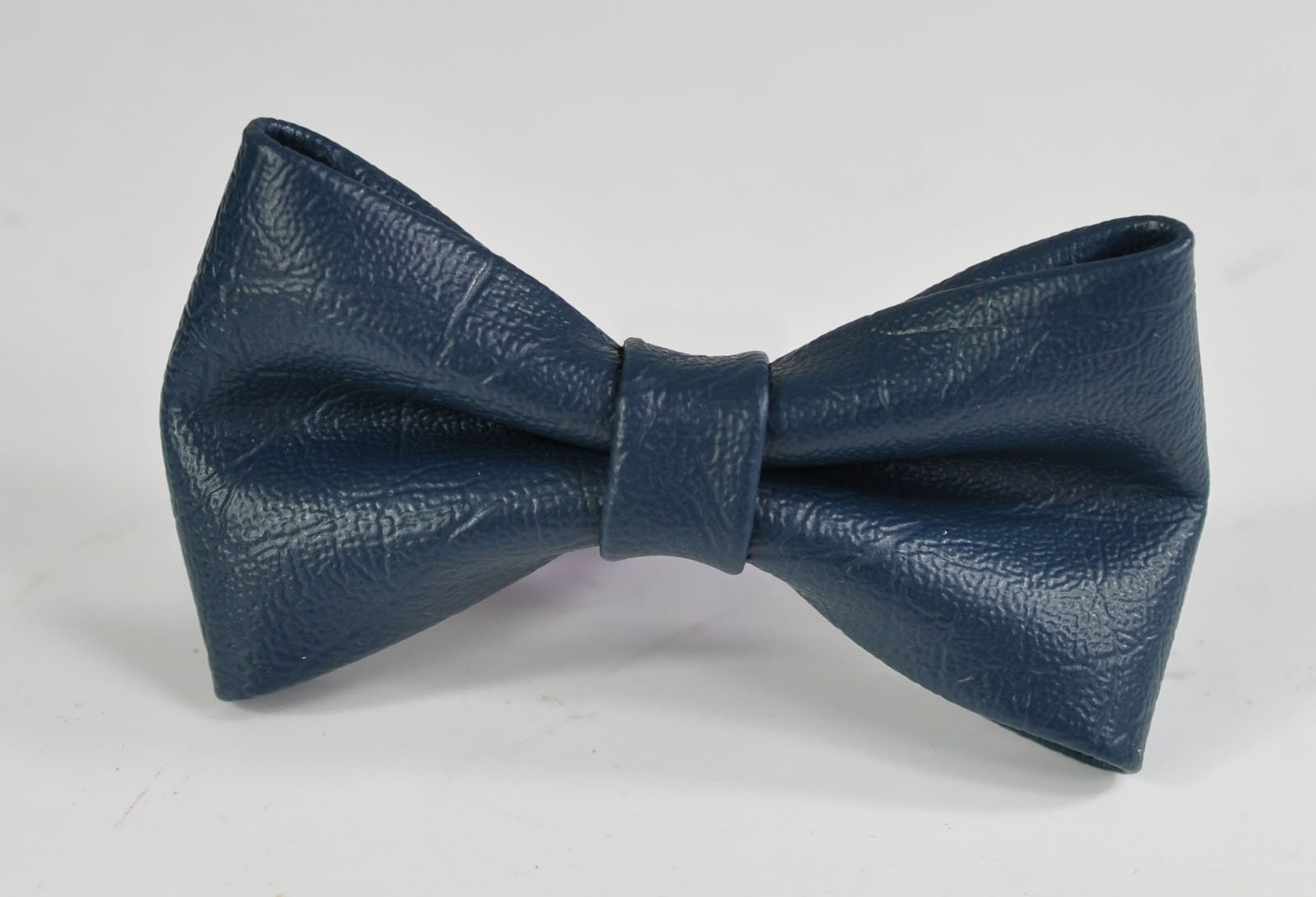 Navy Blue Faux Leather Pretied Bow tie Bowtie + Navy Blue Elastic Suspenders Braces for Baby infant / Toddler Kids Boy / Youth Teenage