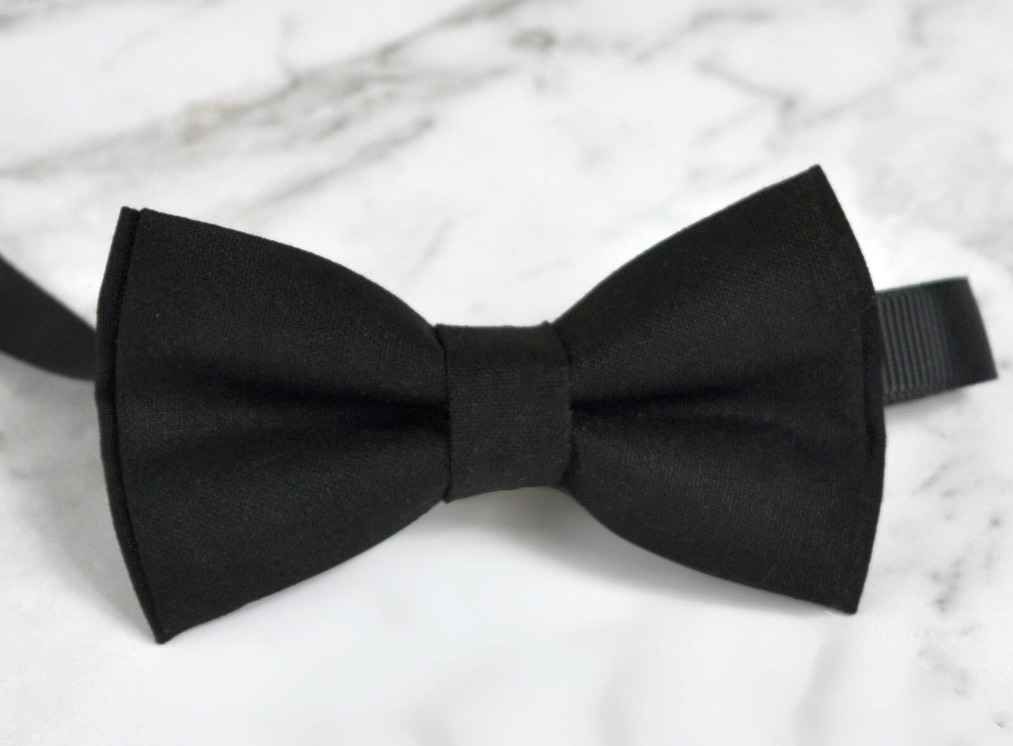 Black cotton Pretied Bow tie + Matched Faux Leather Adjustable Suspenders Braces for Baby infant / Boy Kids / Youth Teenage