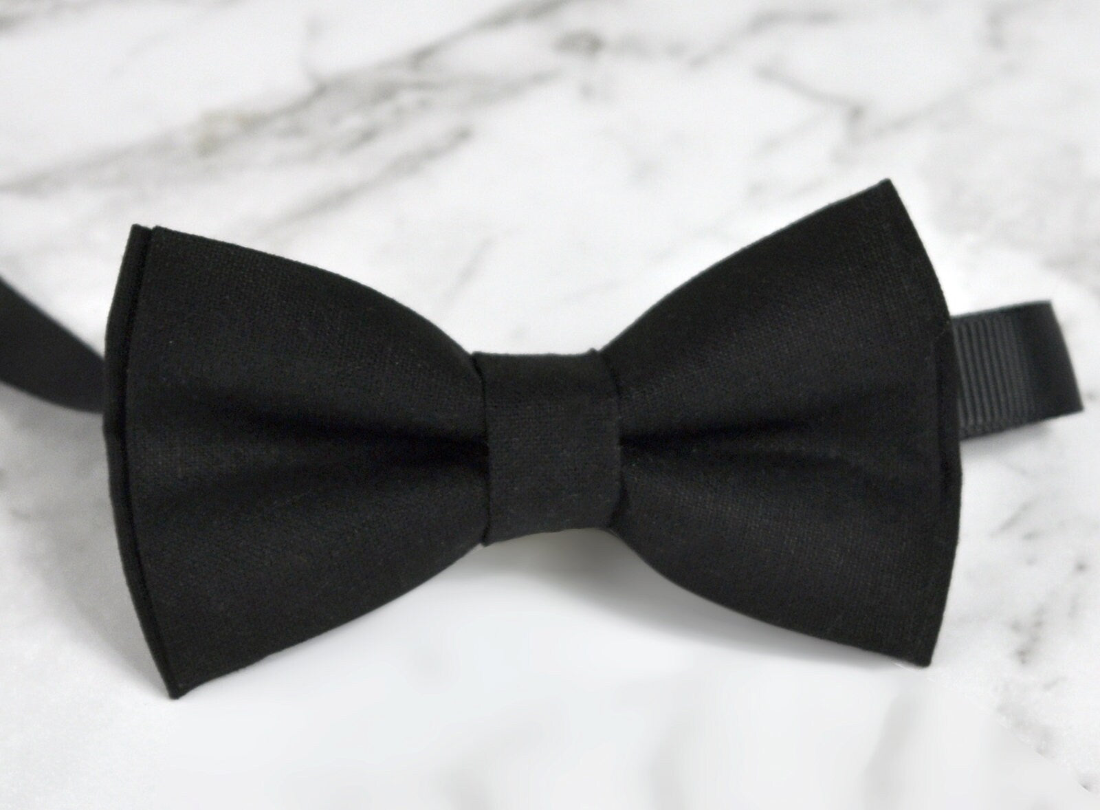 Black cotton Pretied Bow tie + Matched Faux Leather Adjustable Suspenders Braces for Baby infant / Boy Kids / Youth Teenage
