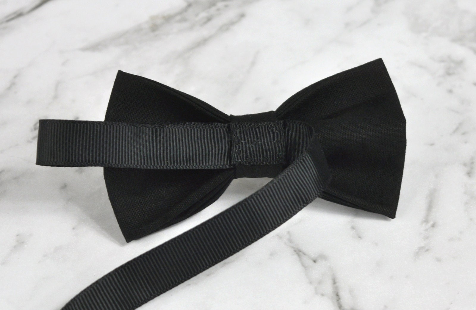 Black cotton Pretied Bow tie + Matched Faux Leather Adjustable Suspenders Braces for Baby infant / Boy Kids / Youth Teenage