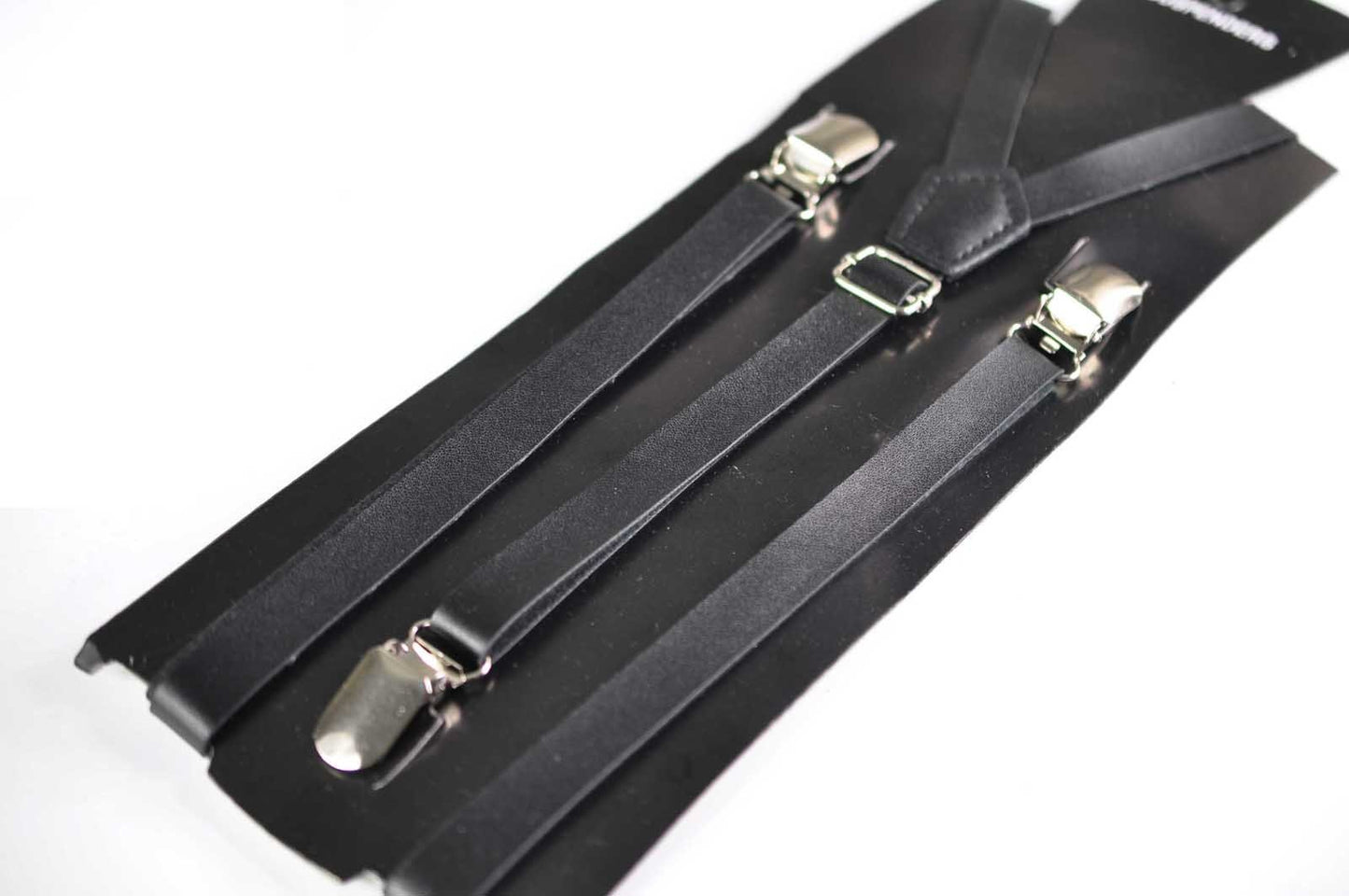 Black cotton Pretied Bow tie + Matched Faux Leather Adjustable Suspenders Braces for Baby infant / Boy Kids / Youth Teenage