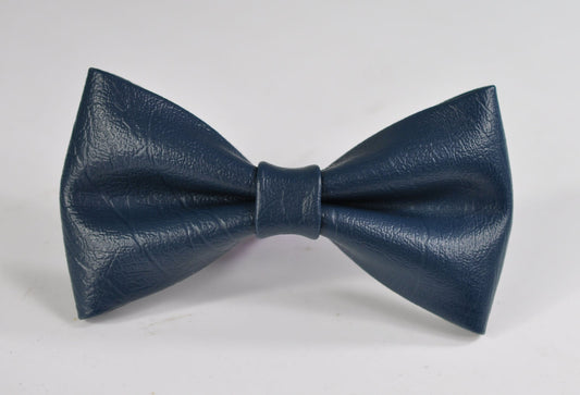 Navy Blue Dark Blue Faux Leather PVC Pretied Bow tie Bowtie for Baby infant / Kids Boy / Youth Teenage / Men Adult