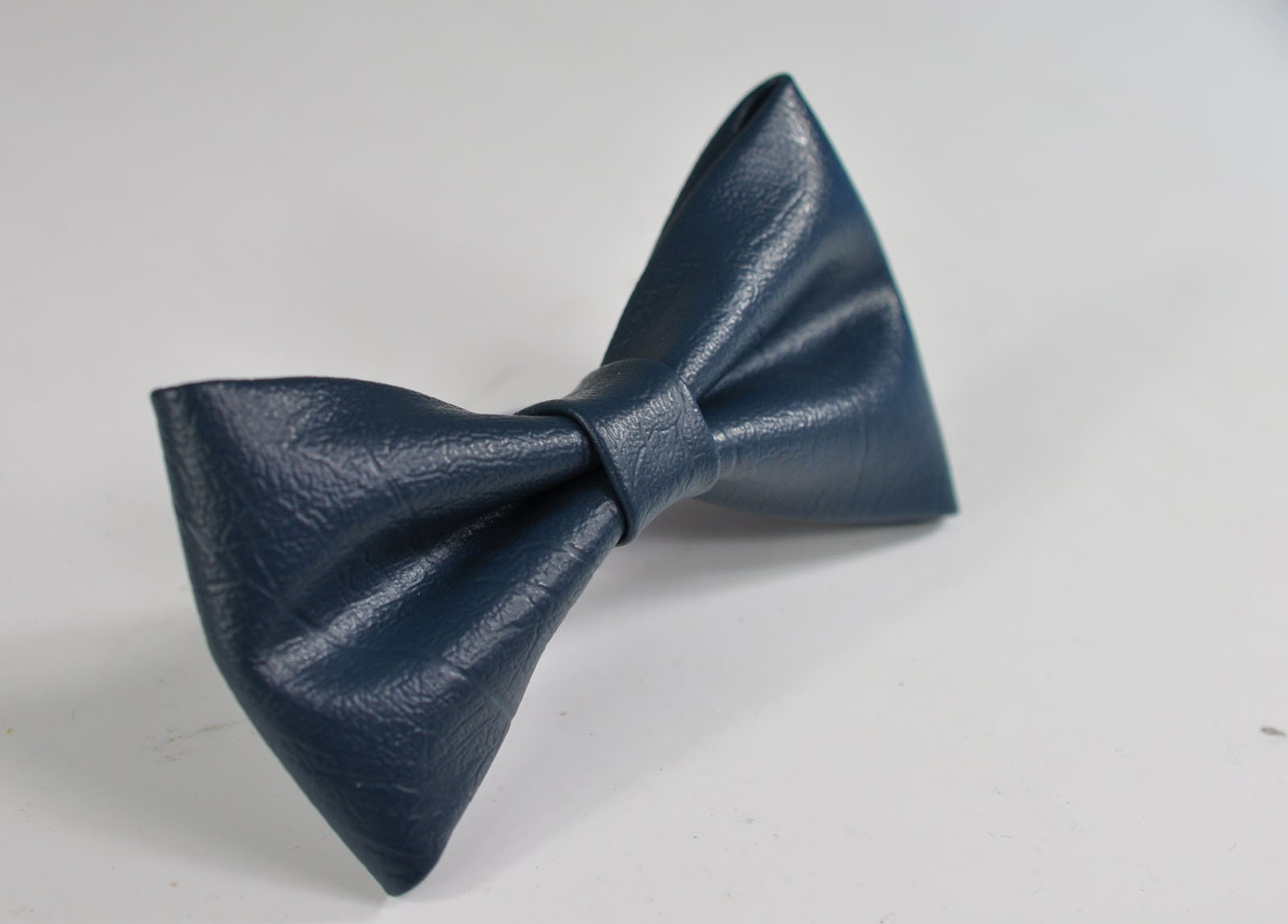 Navy Blue Dark Blue Faux Leather PVC Pretied Bow tie Bowtie for Baby infant / Kids Boy / Youth Teenage / Men Adult