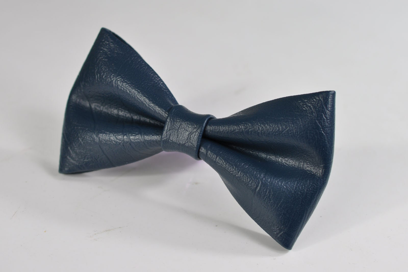 Navy Blue Dark Blue Faux Leather PVC Pretied Bow tie Bowtie for Baby infant / Kids Boy / Youth Teenage / Men Adult