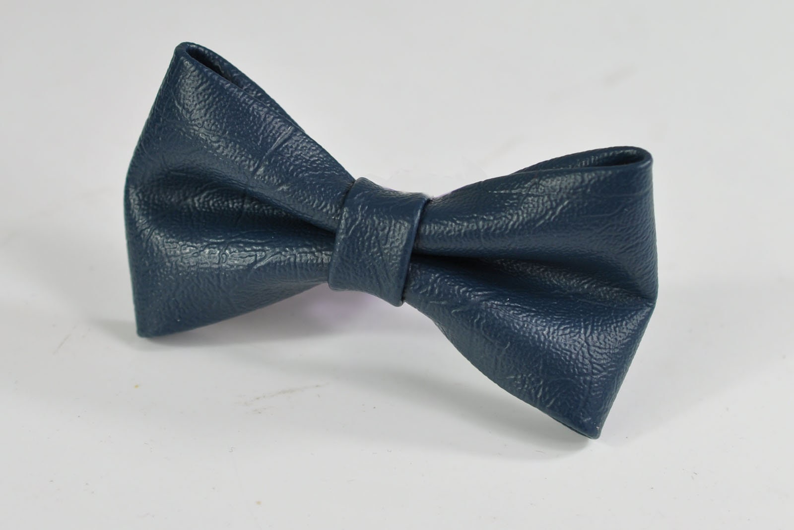 Navy Blue Faux Leather Pretied Bow tie Bowtie + Navy Blue Elastic Suspenders Braces for Baby infant / Toddler Kids Boy / Youth Teenage