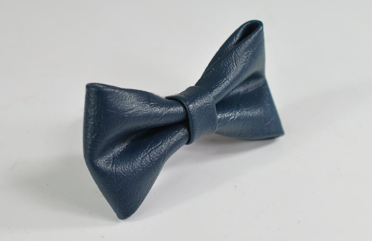 Navy Blue Faux Leather Pretied Bow tie Bowtie + Navy Blue Elastic Suspenders Braces for Baby infant / Toddler Kids Boy / Youth Teenage