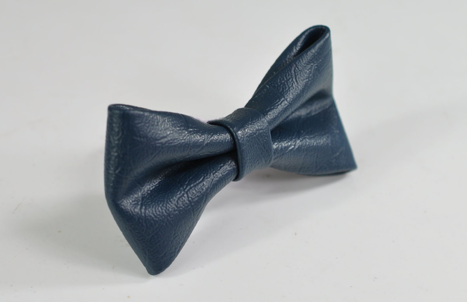 Navy Blue Faux Leather Pretied Bow tie Bowtie + Navy Blue Elastic Suspenders Braces for Baby infant / Toddler Kids Boy / Youth Teenage