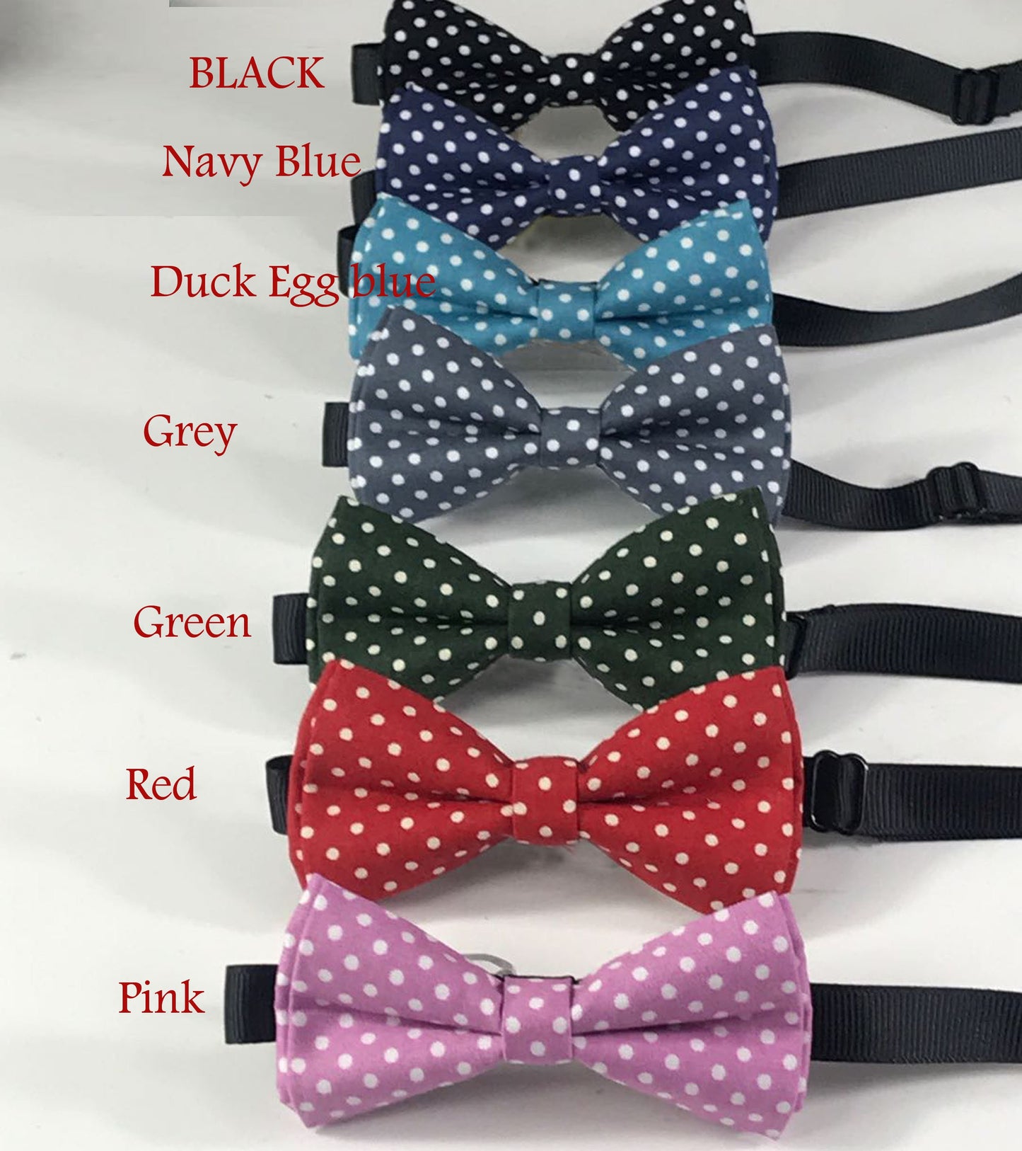 Red Green Pink Navy Blue Black Grey 7 Colors Spots & Stripes Dots Pattern Pre tied Bow tie for Adult Men Youth Teenage Kids Boy Baby infant