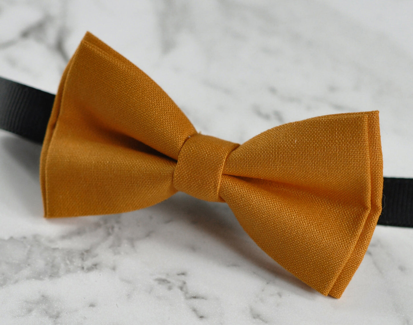 Mustard Honey butterscotch Yellow Cotton Bow tie + Tan Faux Leather Skinny Suspenders Braces Men / Youth Teenage / Boy Kids / Baby Infant