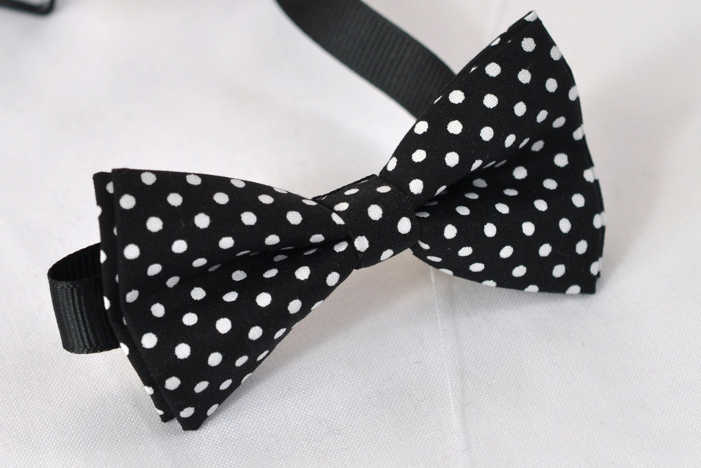 Black White Spots & Stripes DOTS Bow Tie + Tan Brown Faux Leather Suspenders Braces for Baby Infant / Boy Kids / Youth Teenage / Adult
