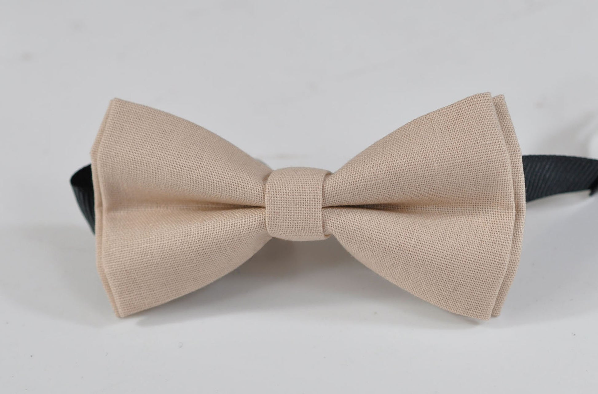 Men 100% Cotton Quality Light Begie Sand Pale Brown Handmade Bow Tie Bowtie matched pocket Square Hanky Handkerchief Wedding