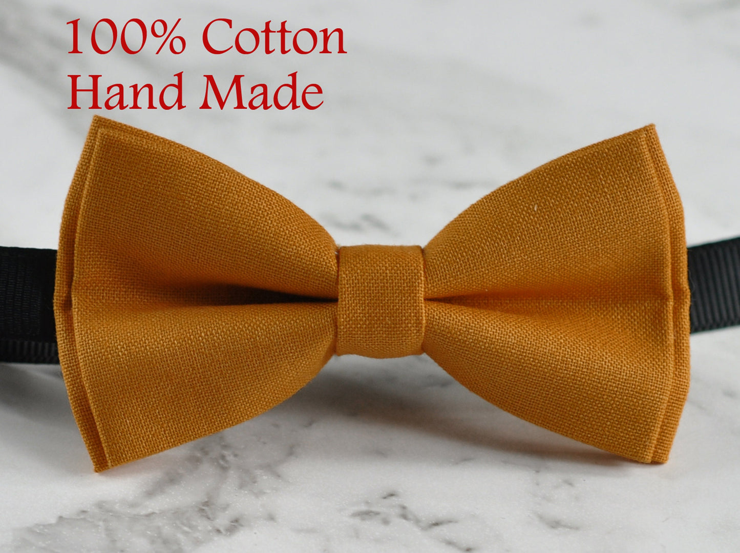 Mustard Honey butterscotch Yellow Cotton Bow tie + Tan Faux Leather Skinny Suspenders Braces Men / Youth Teenage / Boy Kids / Baby Infant