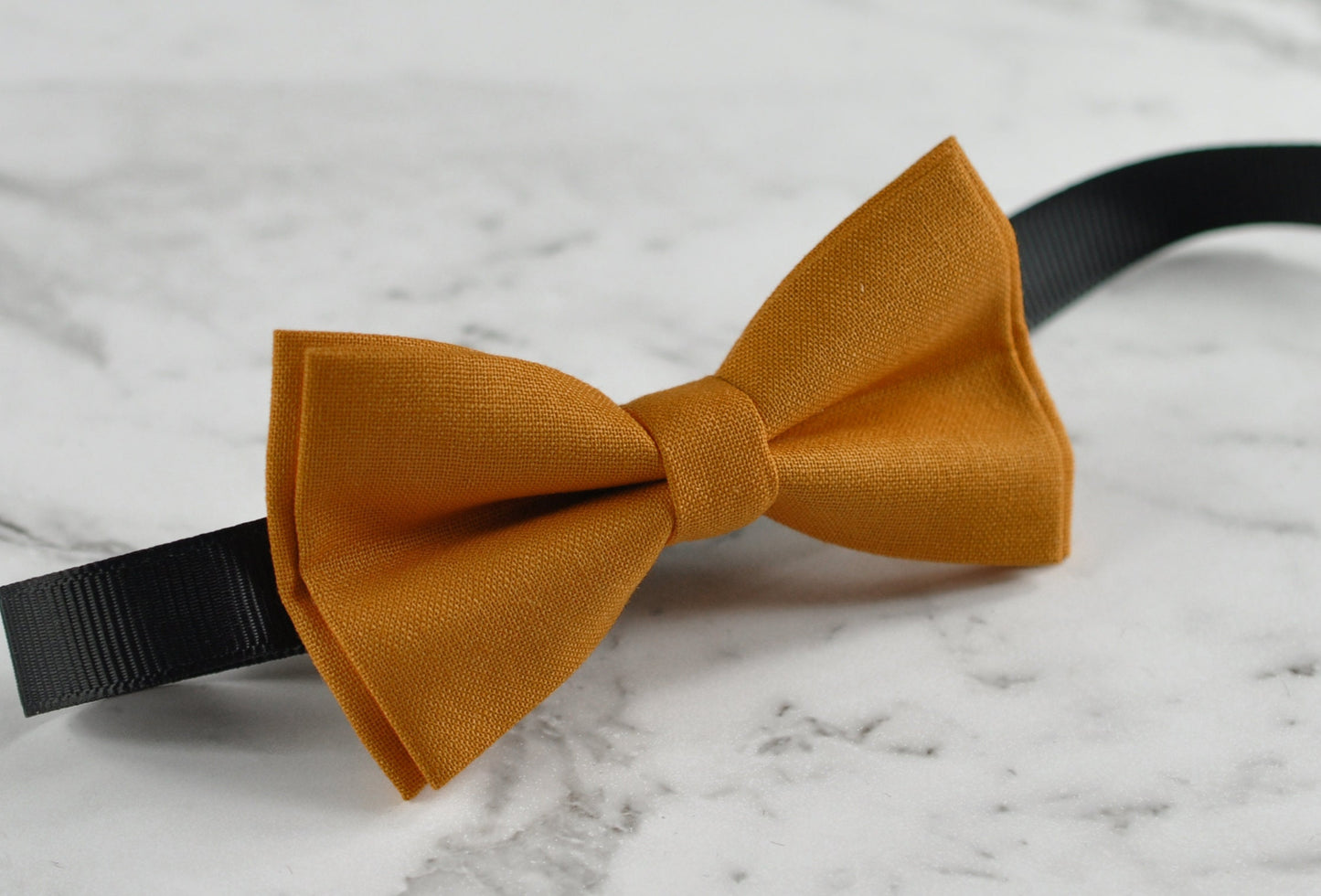 Mustard Honey butterscotch Yellow Cotton Bow tie + Tan Faux Leather Skinny Suspenders Braces Men / Youth Teenage / Boy Kids / Baby Infant