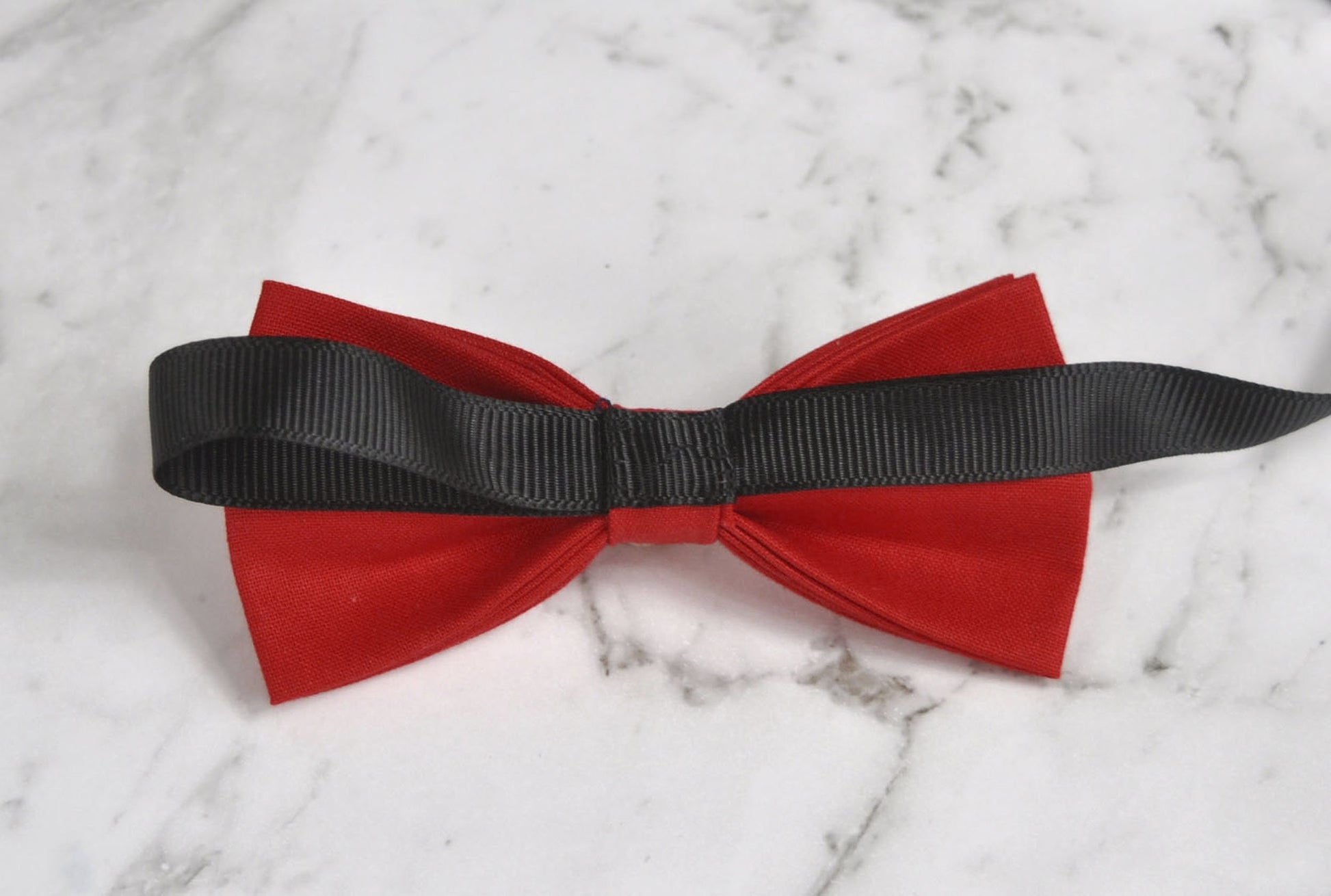 Red Cotton Bow tie + Brown Faux Leather Skinny Adjustable Suspenders Braces for Youth Teenage / Boy Kids / Baby Infant Toddler